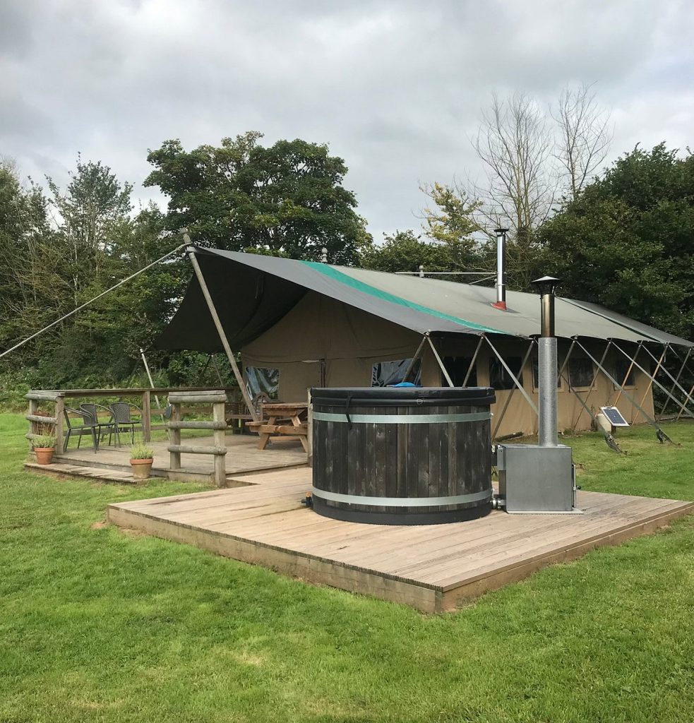 Safari tent with hot tub at Cuckoo Down Farm Glamping in Exeter