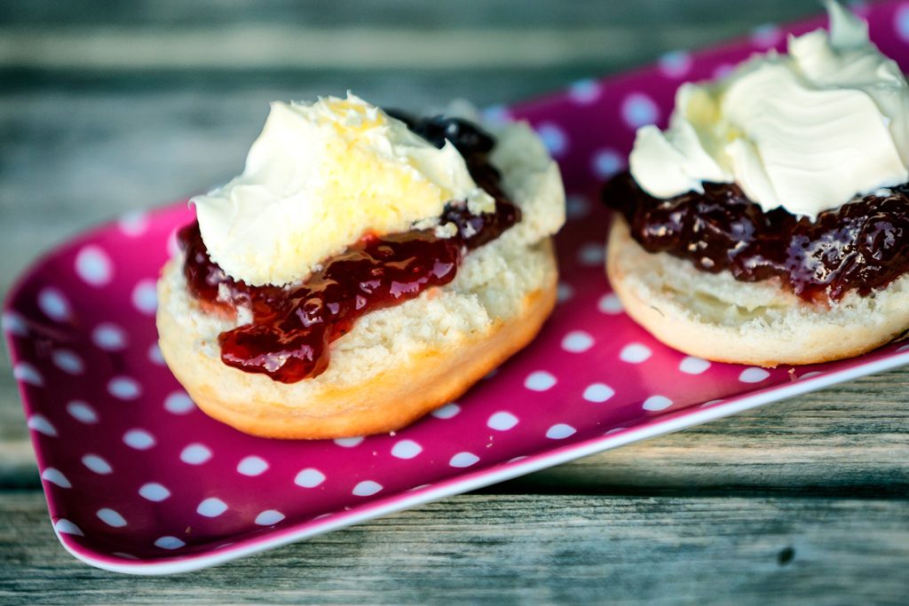 Scones with jam and cream