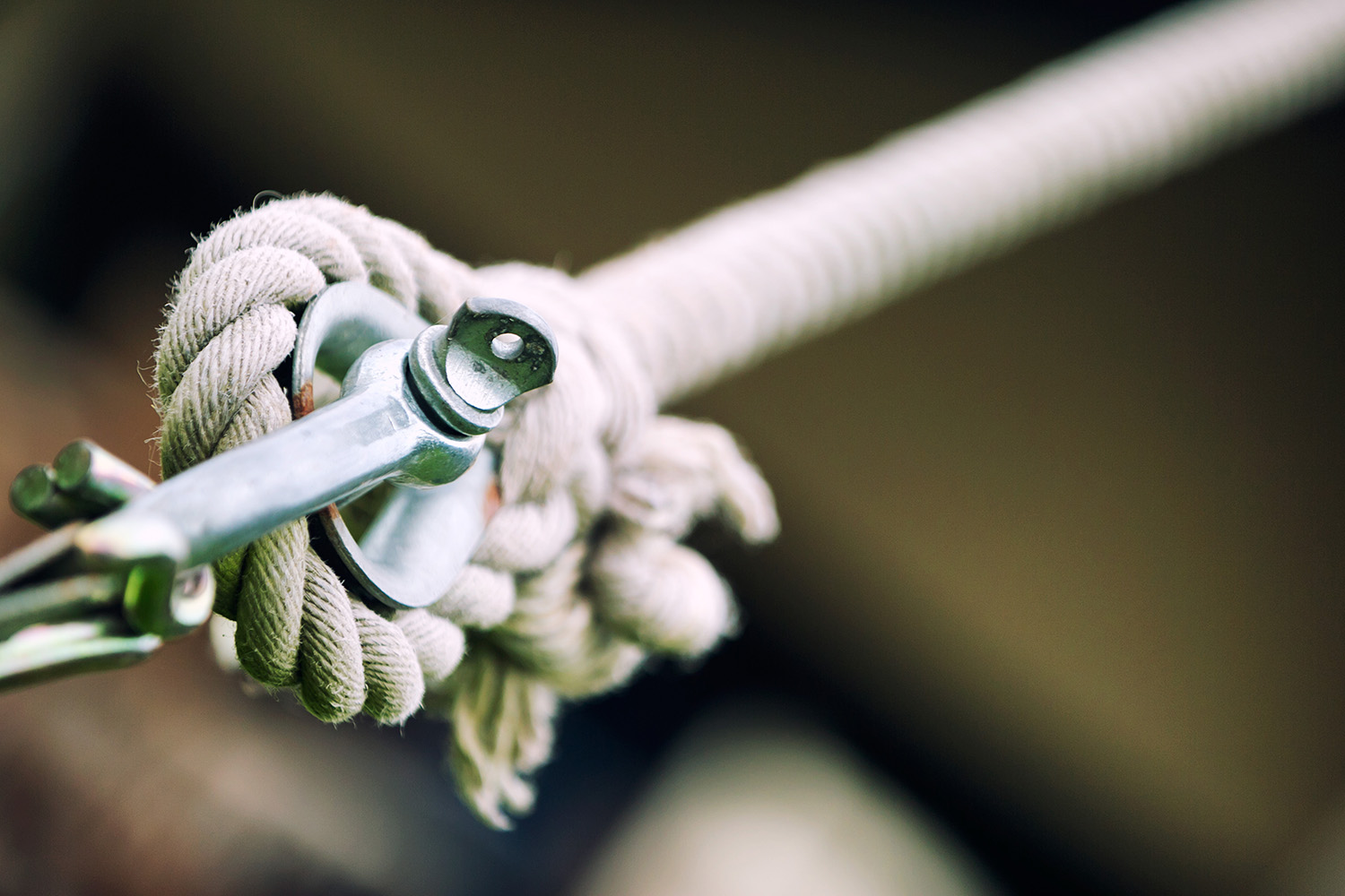 Close up of a guide rope for safari tent