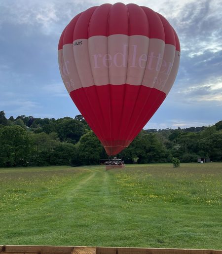 Hot air balloon lands in glamping field in Devon