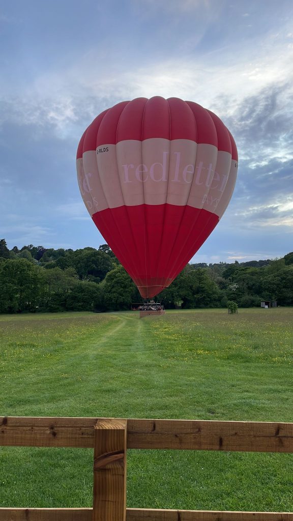 Hot air balloon lands in glamping field in Devon